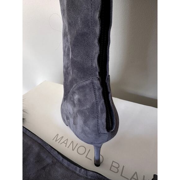 $1995 Manolo Blahnik Likanskim Boots Fur Suede Tall Womens Shoes Size 37.5 New - Picture 8 of 11